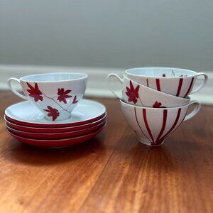 Mikasa Pure Red Tea Cup and Saucer - Set of 4